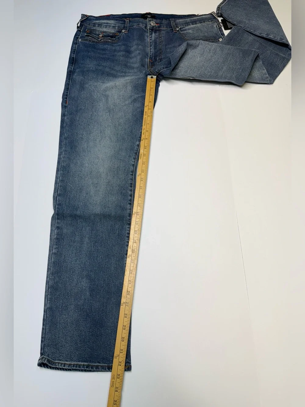 TRUE RELIGION JEANS Ricky SN Flap RELAXED  Straight Fit Mens 36x34 Dark Wash NWT